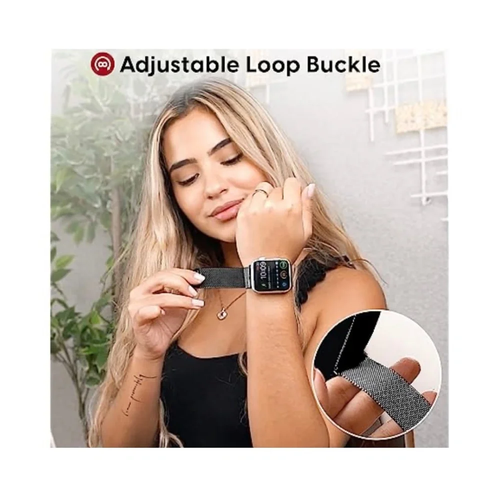 TALK WORKS Stainless Steel Mesh Loop Watch Band for Apple Watch Magnetic Closure